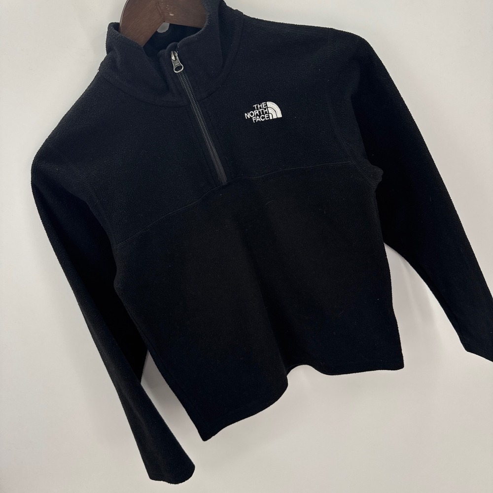 The North Face Glacier Fleece Sweater Boys Medium 10/12 Black Mock Neck 1/4 Zip - Picture 14 of 15